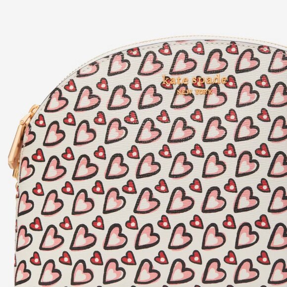 Kate Spade Morgan Fancy Hearts Double-zip Dome Crossbody Purse KA073 - Picture 6 of 11